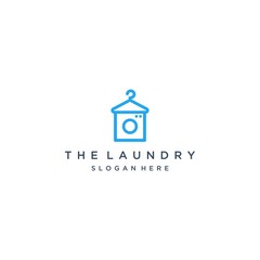 Wall Mural - logo design laundry or hanger with washing machine