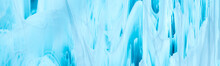Abstract Frosty Texture Background Of Blue Stained Glass.