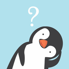 cute head  funny penguin cartoon confuse