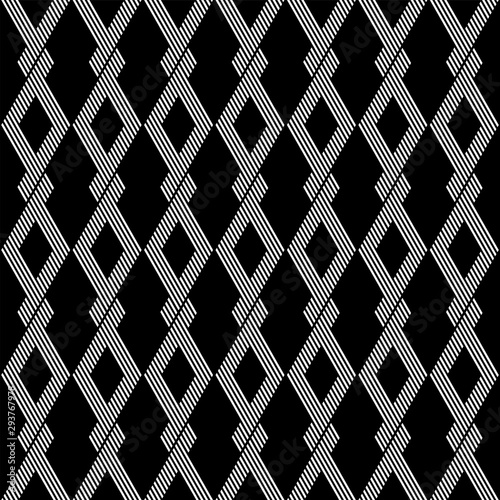 Seamless diamonds pattern. Geometric striped lines texture. Vector art.