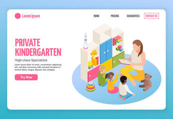 Canvas Print - Isometric Kindergarten Landing Page