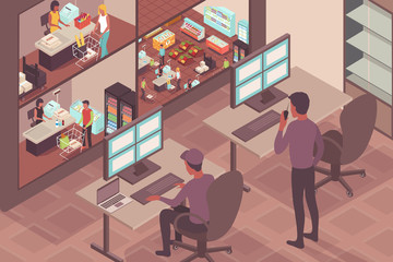 Wall Mural - supermarket security background
