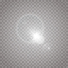 Wall Mural - Vector transparent sunlight special lens flare light effect. Sun flash with rays and spotlight