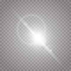 Wall Mural - Vector transparent sunlight special lens flare light effect. Sun flash with rays and spotlight
