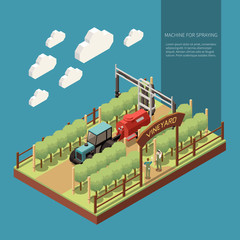 Poster - Vine Yard Isometric Composition