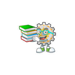 Poster - Student with book cute gear cog in character mascot