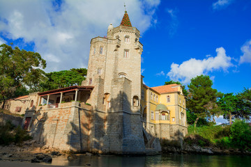 Sticker - View of Count's of Castro Guimaraes Palace in Cascais, coastal resort and fishing town in Portugal