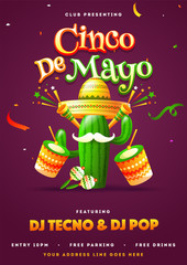 Wall Mural - Cinco De Mayo poster template. text and details customized for fiesta party with celebration elements.