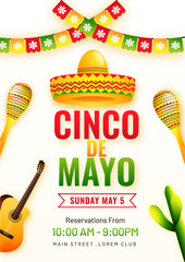 Wall Mural - Cinco De Mayo poster template. text and details customized for fiesta party with celebration elements.