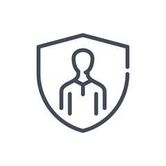 Poster - Profile secure protection line icon. User account with shield vector outline sign.