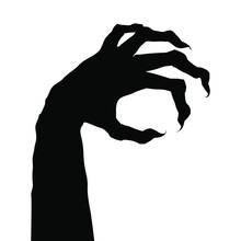 Zombie Hand Silhouette For Halloween Design. Vector Illustration Isolated On White Background.