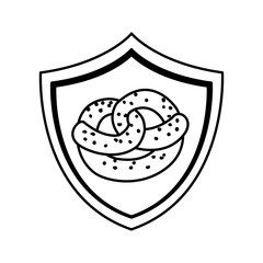 Sticker - silhouette of fresh and delicious bread pretzel in white background