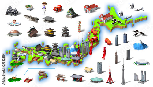 Fotomural 3d rendering, famous place in Japan, famous product_2