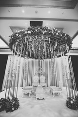 Indian hindu wedding halls interiors, mandaps and decorations