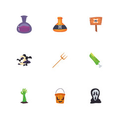 Poster - bundle halloween with set icons