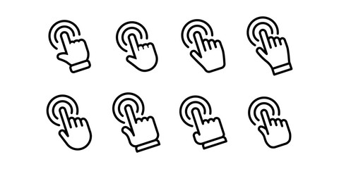 Hand click vector icon. Clicking finger pointer,