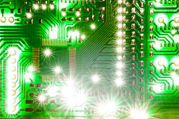 Poster - modern green pcb board background