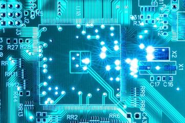 Poster - modern green pcb board background