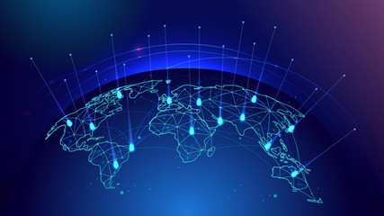 Poster - global network connection. world map point and line composition concept of global business. vector i