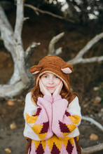Girl Wearing A Bear Hood