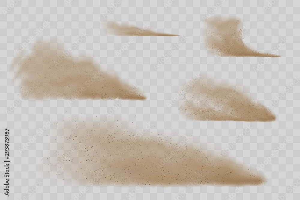 Sand dust clouds on transparent background - obrazy, fototapety, plakaty 