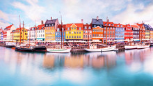 Unmatched Magical Fascinating Landscape With Boats In A Famous Nyhavn In The Capital Of Denmark Copenhagen. Exotic Amazing Places. Popular Tourist Atraction.