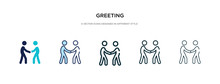 Greeting Icon In Different Style Vector Illustration. Two Colored And Black Greeting Vector Icons Designed In Filled, Outline, Line And Stroke Style Can Be Used For Web, Mobile, Ui