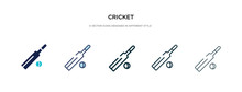 Cricket Icon In Different Style Vector Illustration. Two Colored And Black Cricket Vector Icons Designed In Filled, Outline, Line And Stroke Style Can Be Used For Web, Mobile, Ui