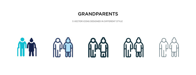 Wall Mural - grandparents icon in different style vector illustration. two colored and black grandparents vector icons designed in filled, outline, line and stroke style can be used for web, mobile, ui