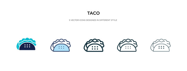 taco icon in different style vector illustration. two colored and black taco vector icons designed in filled, outline, line and stroke style can be used for web, mobile, ui