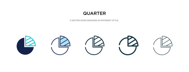 Aufkleber - quarter icon in different style vector illustration. two colored and black quarter vector icons desi