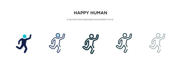 Wall Mural - happy human icon in different style vector illustration. two colored and black happy human vector icons designed in filled, outline, line and stroke style can be used for web, mobile, ui