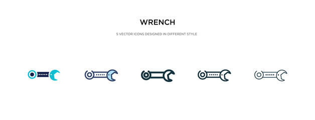 Wall Mural - wrench icon in different style vector illustration. two colored and black wrench vector icons designed in filled, outline, line and stroke style can be used for web, mobile, ui