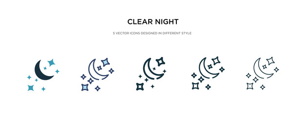 clear night icon in different style vector illustration. two colored and black clear night vector icons designed in filled, outline, line and stroke style can be used for web, mobile, ui