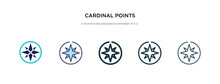 Cardinal Points On Winds Star Icon In Different Style Vector Illustration. Two Colored And Black Cardinal Points On Winds Star Vector Icons Designed In Filled, Outline, Line And Stroke Style Can Be