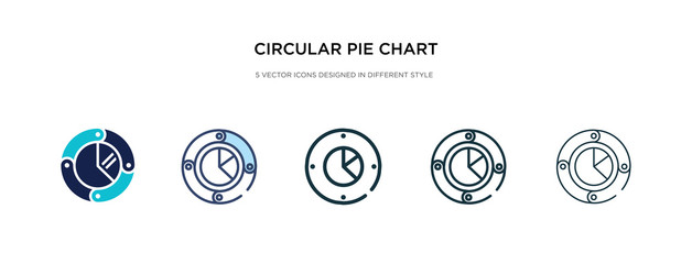 Poster - circular pie chart icon in different style vector illustration. two colored and black circular pie c