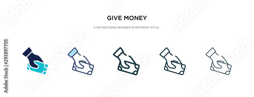 Fotomural give money icon in different style vector illustration
