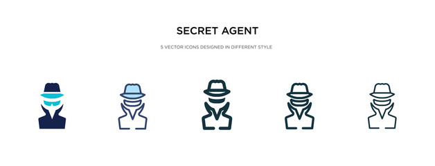 Wall Mural - secret agent icon in different style vector illustration. two colored and black secret agent vector icons designed in filled, outline, line and stroke style can be used for web, mobile, ui
