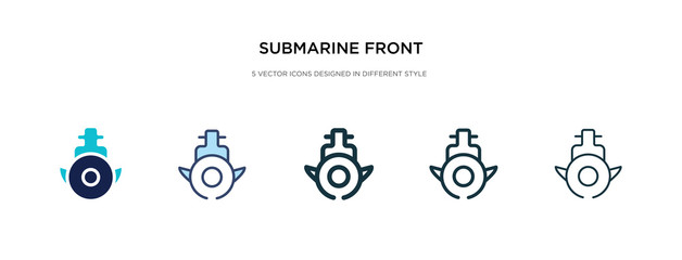 Wall Mural - submarine front view icon in different style vector illustration. two colored and black submarine front view vector icons designed in filled, outline, line and stroke style can be used for web,