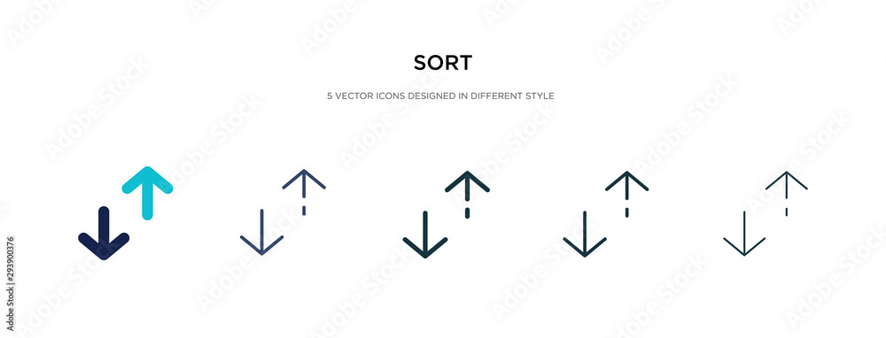 sort icon in different style vector illustration. two colored and black ...