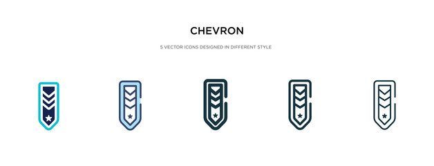 Poster - chevron icon in different style vector illustration. two colored and black chevron vector icons desi