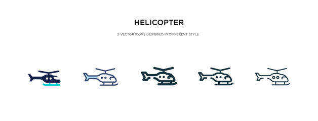 helicopter icon in different style vector illustration. two colored and black helicopter vector icon