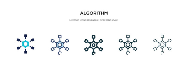 algorithm icon in different style vector illustration. two colored and black algorithm vector icons 