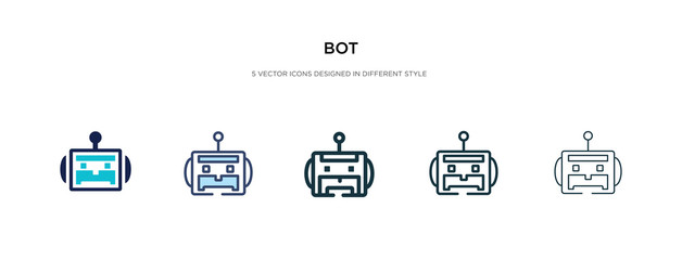 Poster - bot icon in different style vector illustration. two colored and black bot vector icons designed in filled, outline, line and stroke style can be used for web, mobile, ui