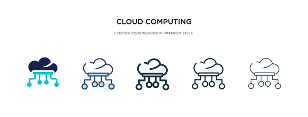 Wall Mural - cloud computing icon in different style vector illustration. two colored and black cloud computing vector icons designed in filled, outline, line and stroke style can be used for web, mobile, ui