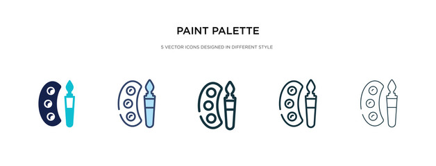 paint palette icon in different style vector illustration. two colored and black paint palette vector icons designed in filled, outline, line and stroke style can be used for web, mobile, ui