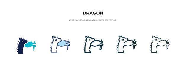 dragon icon in different style vector illustration. two colored and black dragon vector icons designed in filled, outline, line and stroke style can be used for web, mobile, ui