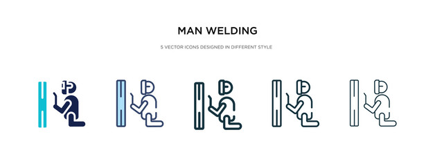 Sticker - man welding icon in different style vector illustration. two colored and black man welding vector icons designed in filled, outline, line and stroke style can be used for web, mobile, ui