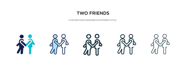 Poster - two friends icon in different style vector illustration. two colored and black two friends vector ic