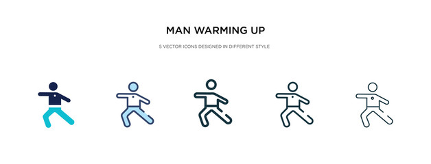 man warming up icon in different style vector illustration. two colored and black man warming up vector icons designed in filled, outline, line and stroke style can be used for web, mobile, ui